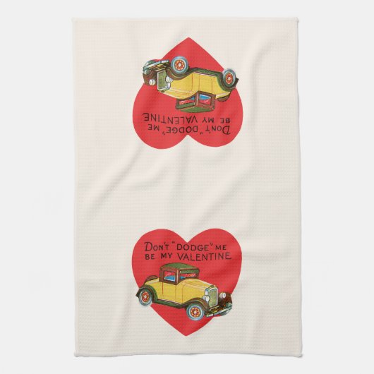 Ontwijk me niet, wees mijn Valentijn! Retro Valent Theedoek (Verticaal)