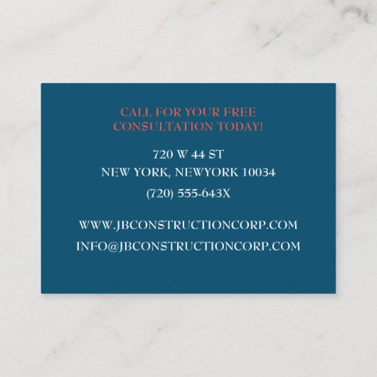 Ontwikkelaar Architect Remodel Building Constructi Visitekaartje (Achterkant)