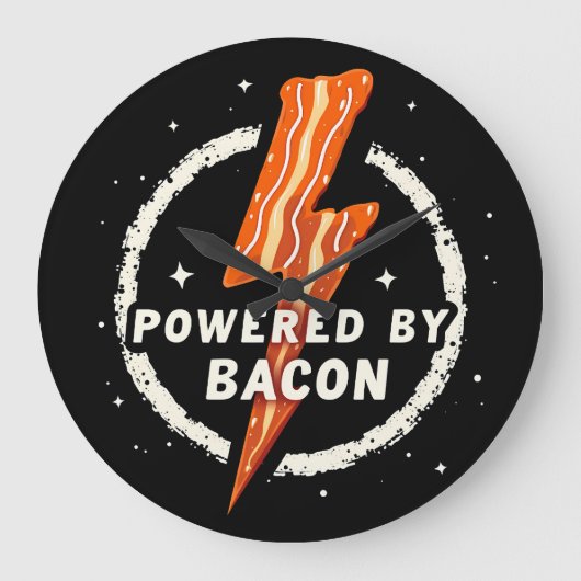Ontwikkelaar: Bacon Funny Retro Foodie Aesthetic Grote Klok (Voorkant)