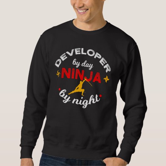 Ontwikkelaar Overdag Ninja 's Nachts Debuggend Cod Trui (Voorkant)
