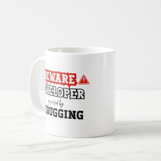 Ontwikkelaar Powered by Debugging | programmering Koffiemok (Voorkant links)