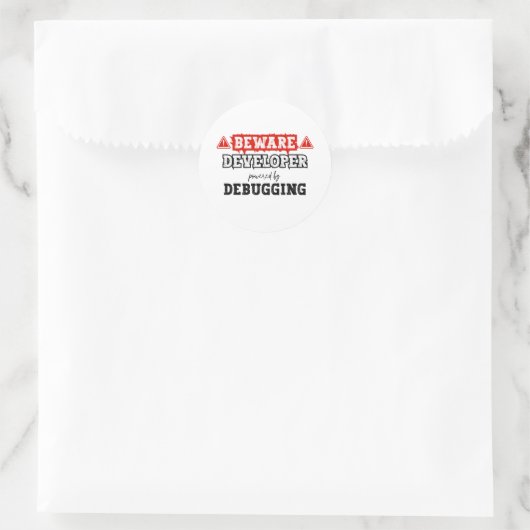 Ontwikkelaar Powered by Debugging | programmering Ronde Sticker (Tas)