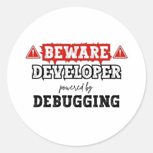 Ontwikkelaar Powered by Debugging | programmering Ronde Sticker (Voorkant)