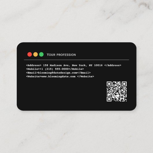 Ontwikkelaar Visitekaartje met QR code (Achterkant)