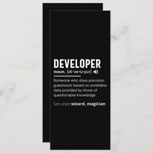 Ontwikkelaars dictionary Definition Funny-ontwikke Feestdagenkaart (Voorkant / Achterkant)