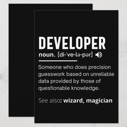 Ontwikkelaars dictionary Definition Funny-ontwikke Save The Date (Voorkant / Achterkant)