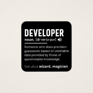 Ontwikkelaars dictionary Definition Funny-ontwikke Vierkante Visitekaartjes