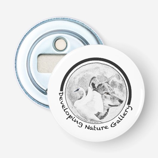 Ontwikkelende Natuur Galerij Logo Button Flesopener (Voorkant)