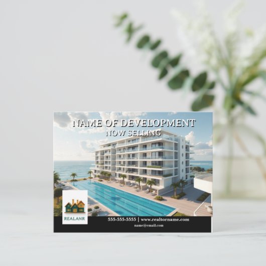 Ontwikkeling lancering makelaar vastgoed advertere briefkaart (Staand voorkant)
