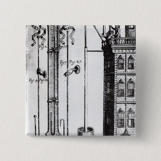 Ontwikkeling van de waterpomp door Robert Boyle Vierkante Button 5,1 Cm (Voorkant)