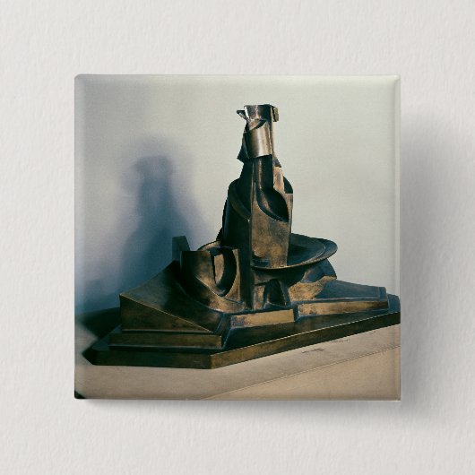 Ontwikkeling van een fles in de ruimte, 1912 vierkante button 5,1 cm (Voorkant)