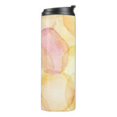 Ontworpen abstracte achtergrond met waterverf thermosbeker (Gedraaid links)