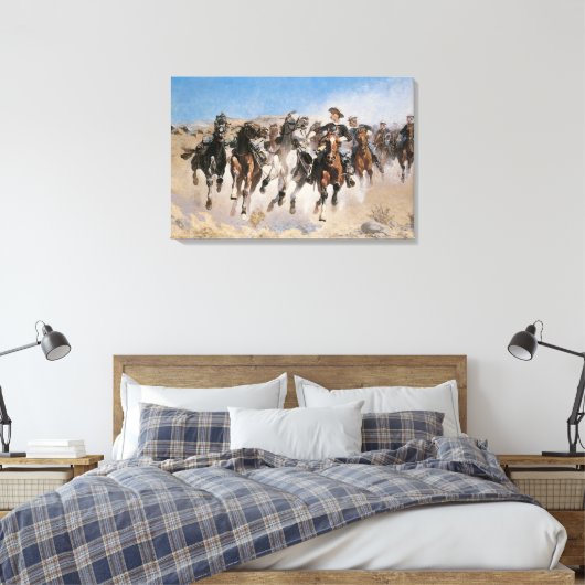 Ontworpen door Frederic Remington, cowboys Canvas Afdruk (Insitu (Slaapkamer))