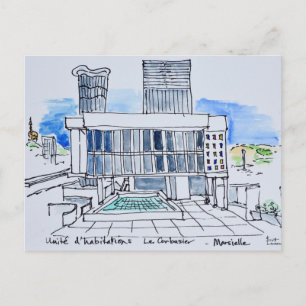 Ontworpen door Le Corbusier   Marseille, Frankrijk Briefkaart