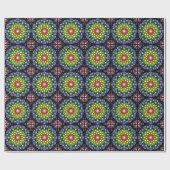 Ontworpen Floral Mandala Retro Hippie Stippen Cadeaupapier (Vlak)