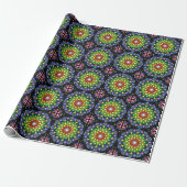Ontworpen Floral Mandala Retro Hippie Stippen Cadeaupapier (Uitgerold)