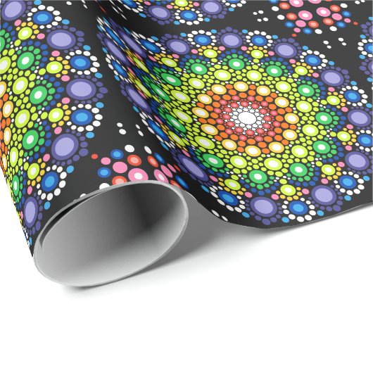 Ontworpen Floral Mandala Retro Hippie Stippen Cadeaupapier (Rol Hoek)