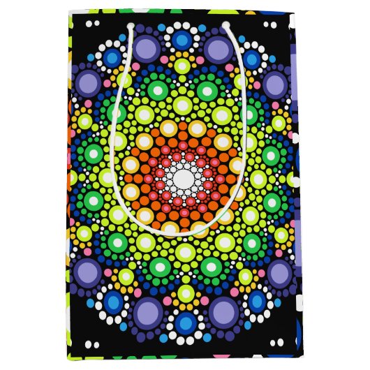 Ontworpen Floral Mandala Retro Hippie Stippen Medium Cadeauzakje (Voorkant)