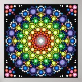 Ontworpen Floral Mandala Retro Hippie Stippen Poster (Voorkant)