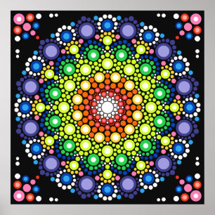 Ontworpen Floral Mandala Retro Hippie Stippen Poster