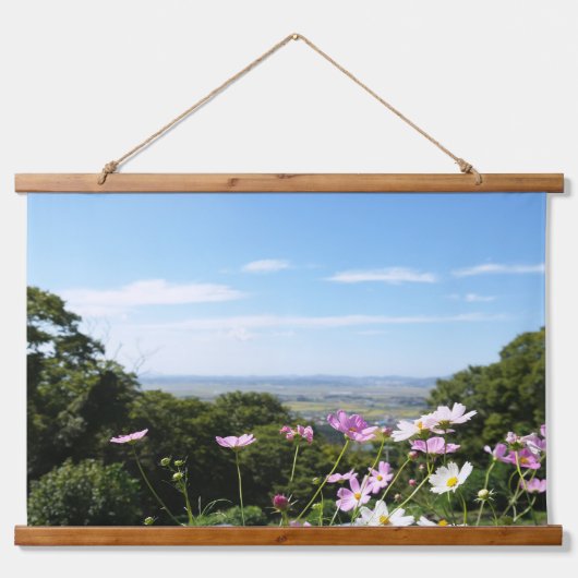 Ontworpen met een foto van Zuid-Korea, horizon Hangend Wandkleed (Voorkant)