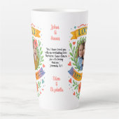 Ontzagend Bemind - Aangepaste Foto & Tekst Bloemen Latte Mok (Voorkant)