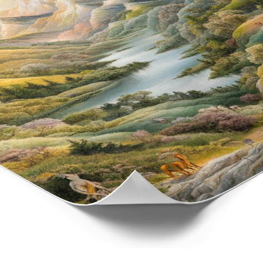 Ontzagwekkend berglandschap schilderen poster (Hoek)