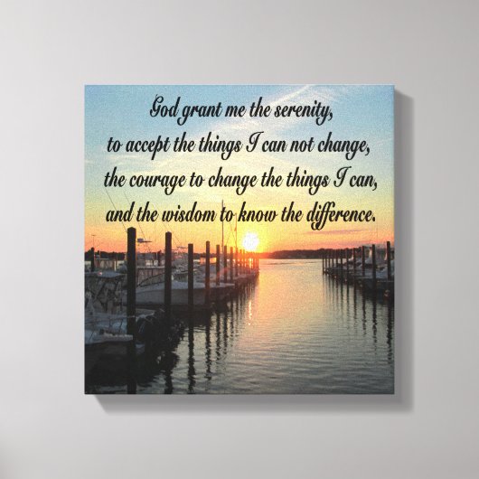 ONTZAGWEKKEND SERENITY PRAYER SUNSET FOTOONTWERP CANVAS AFDRUK (Voorkant)