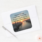 ONTZAGWEKKEND SERENITY PRAYER SUNSET FOTOONTWERP VIERKANTE STICKER (Envelop)