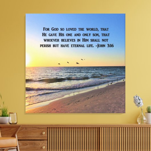 ONTZAGWEKKENDE ZONSOPGANG JOHANNES 3:16 CANVAS PRI (Insitu (Woonkamer))