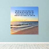 ONTZAGWEKKENDE ZONSOPGANG JOHANNES 3:16 CANVAS PRI (Insitu (Houten vloer))