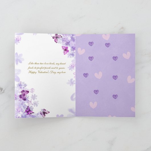 Ontzelfde Agapornis in Vlucht – Een Romantische Va Feestdagen Kaart (Binnen)