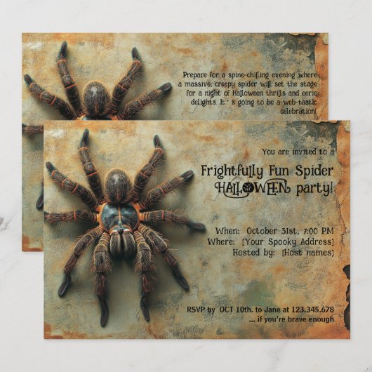 Ontzettend Leuke Spin Halloween Feest Kaart (Voorkant / Achterkant)