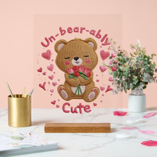 Ontzettend Schattige Teddibeer Acryl Bord (Huwelijk)