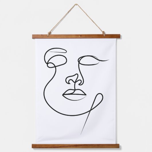 Onuitgesproken – minimalistische Abstracte one-lin Hangend Wandkleed (Voorkant)