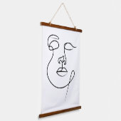 Onuitgesproken – minimalistische Abstracte one-lin Hangend Wandkleed (Gebogen)