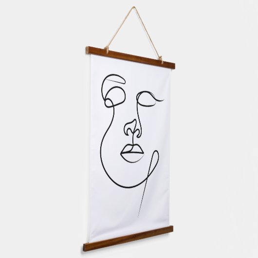 Onuitgesproken – minimalistische Abstracte one-lin Hangend Wandkleed (Gebogen)