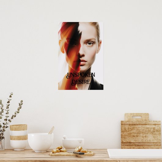 "Onuitgesproken verlangen" Abstracte vrouw Art Pri Poster (Keuken)