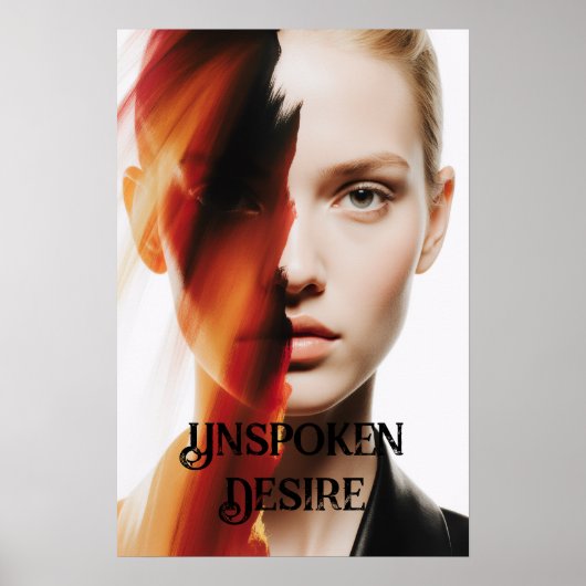 "Onuitgesproken verlangen" Abstracte vrouw Art Pri Poster (Voorkant)