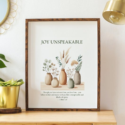 Onuitsprekelijke vreugde, bloemige christelijke wa poster