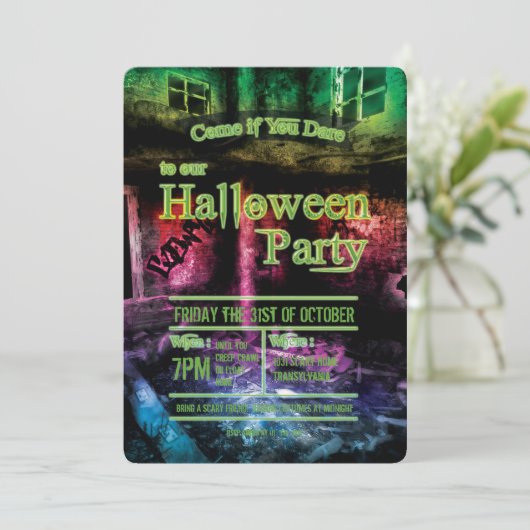 Onveilig om Halloween-feestuitnodiging te bezetten Kaart (Staand voorkant)