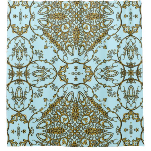 Onverbluffbaar, licht-groen Frans patroonpatroon Douchegordijn (Voorkant)