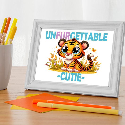 Onvergetelijke Cutie leuke woordspeling. Baby Tige Foto Afdruk