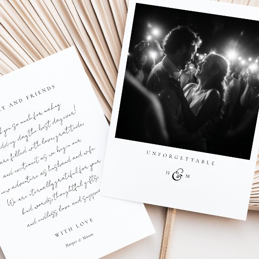 "Onvergetelijke" Foto Dank u kaart