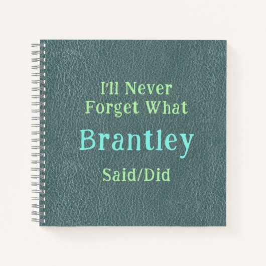 Onvergetelijke Kinder herinnering Groene tekst Notitieboek (Voorkant)