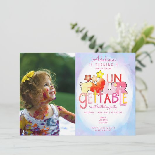 Onvergetelijke lieve verjaardag hart meisje 4e dag kaart (Staand voorkant)