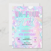 Onvergetelijke Neon Gloed 4de Verjaardagsfeest Kaart (Voorkant)