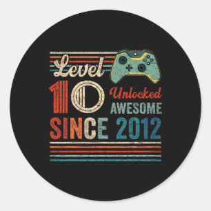 Onvergrendeld niveau 10-jarige 10-jarige videogame ronde sticker