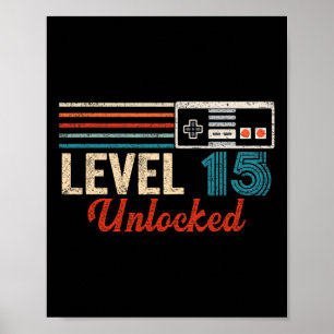 Onvergrendeld niveau 15-gymvideospelcontrole op za poster