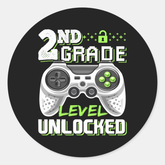 Onvergrendelde videogame op 2e klasseniveau Terug  Ronde Sticker (Voorkant)